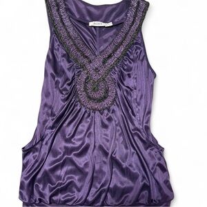 Ricki's Deep Purple Top with Black Lace Accents